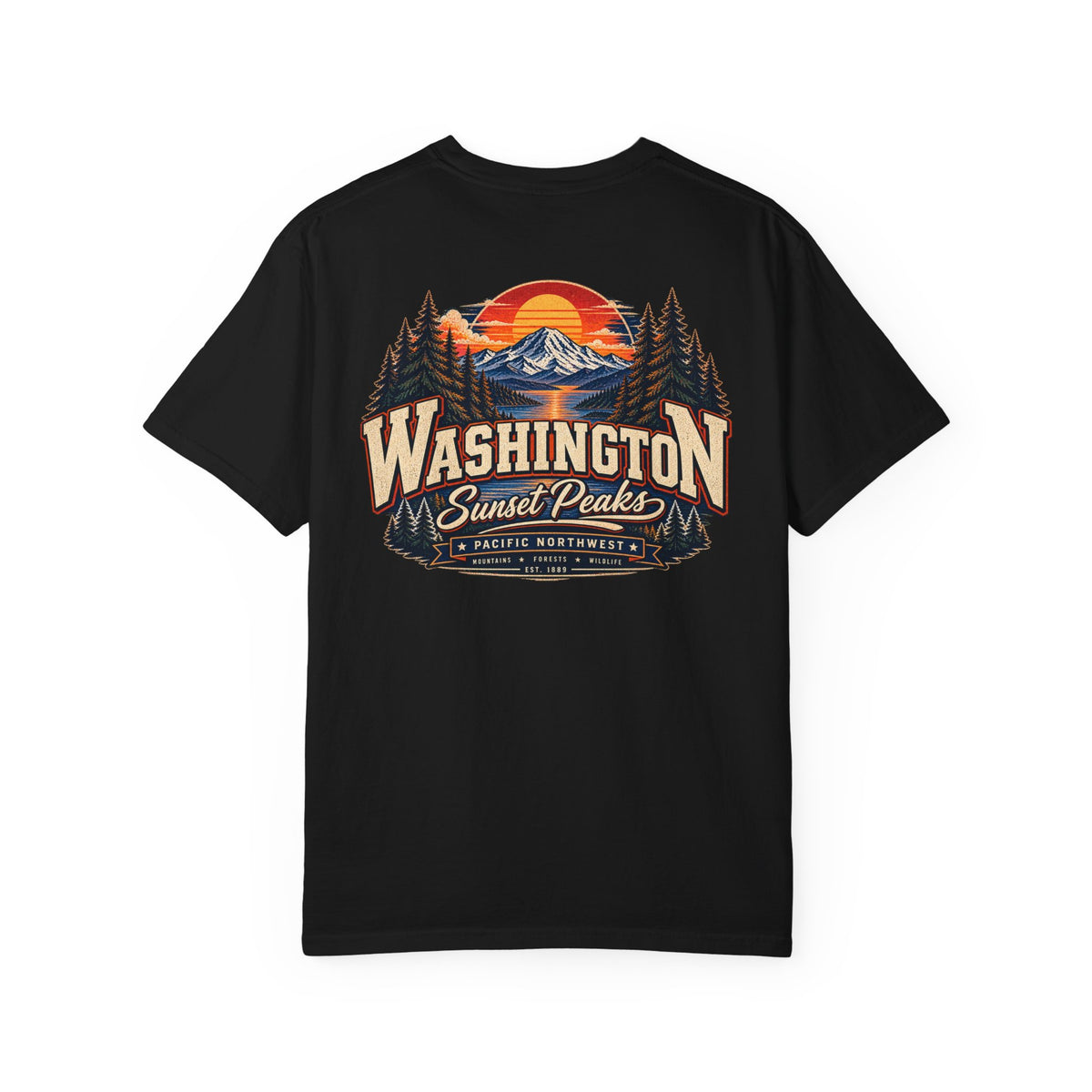 Washington Sunset Peaks Unisex Comfort Color 1717 Streetwear Graphic Tee