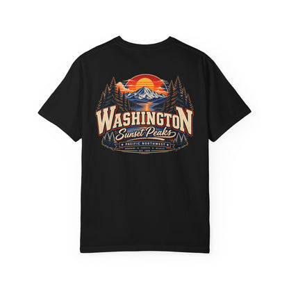 Washington Sunset Peaks Unisex Comfort Color 1717 Streetwear Graphic Tee