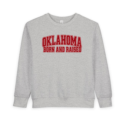 Oklahoma Born and Raised Vintage Collegiate Unisex Toddler Sweatshirt