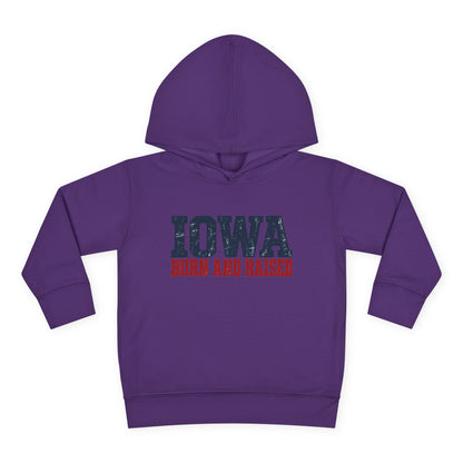 Iowa Born and Raised Rustic Midwest Unisex Toddler Pullover Fleece Hoodie