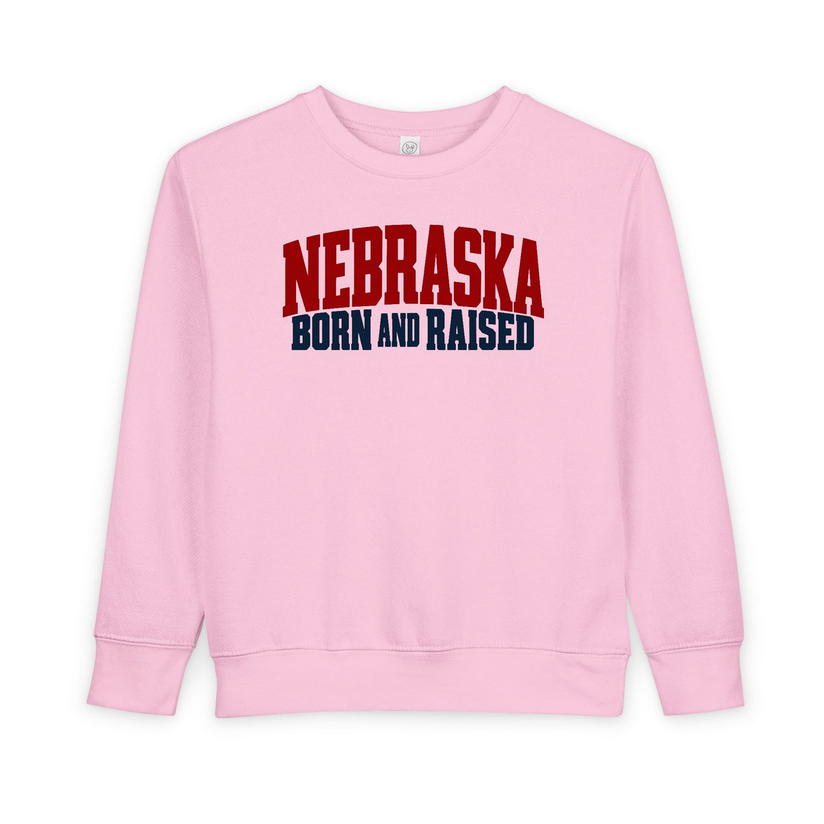 Nebraska Born and Raised Modern Midwestern Unisex Toddler Sweatshirt Graphic