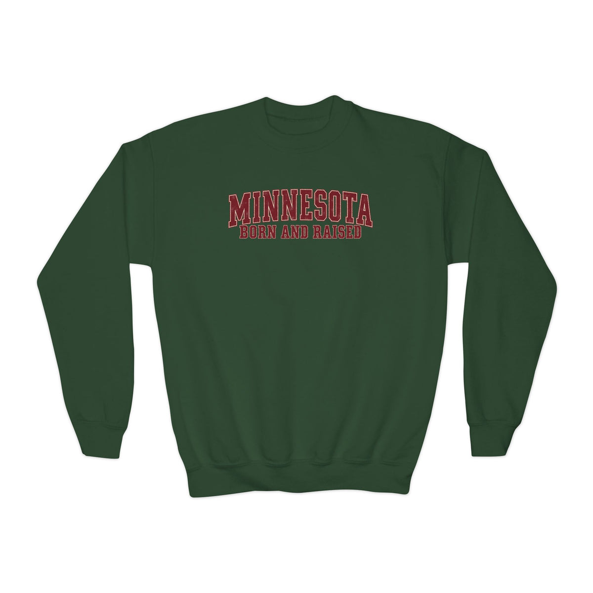 Minnesota Born and Raised Vintage Collegiate Unisex Youth Crewneck Sweatshirt Graphic