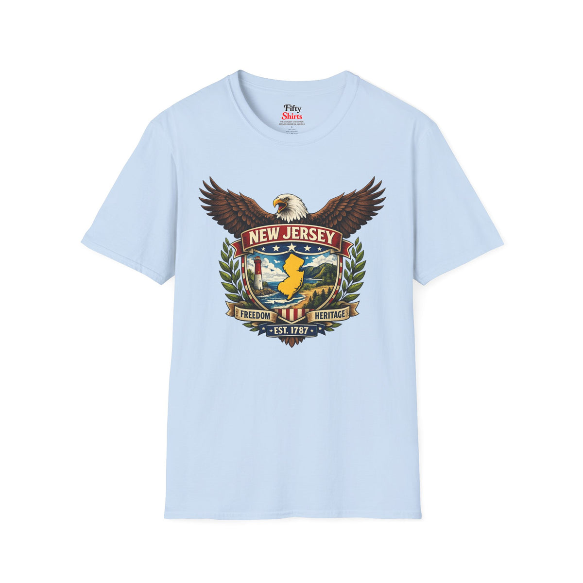 New Jersey Americana Eagle Unisex Softstyle T Shirt State Pride Graphic Tee Collections FS03