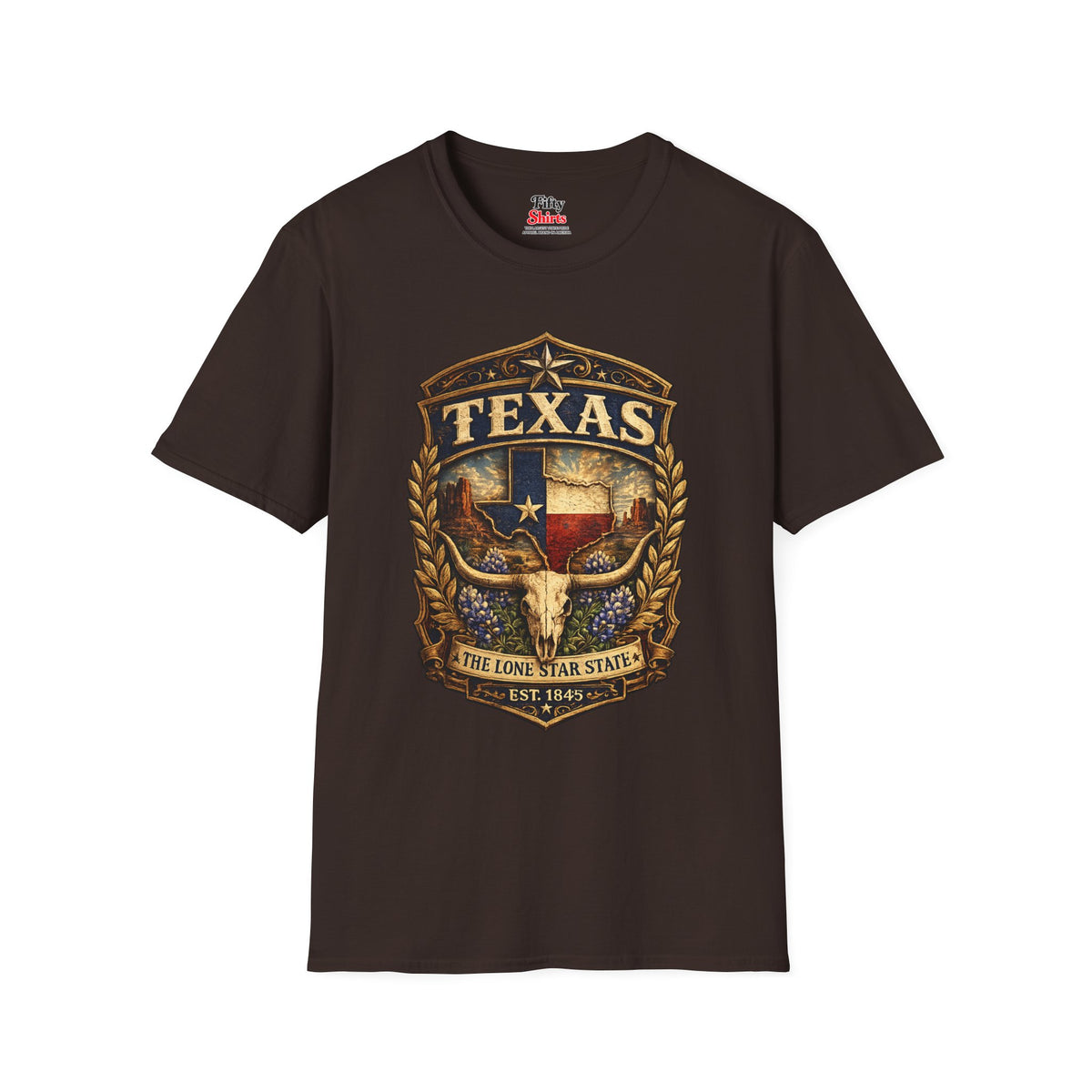 Texas Heritage Badge Unisex Softstyle T Shirt State Pride Graphic Tee Collections FS03