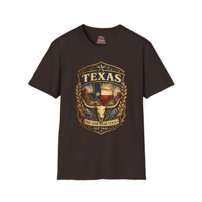 Texas Heritage Badge Unisex Softstyle T Shirt State Pride Graphic Tee Collections FS03