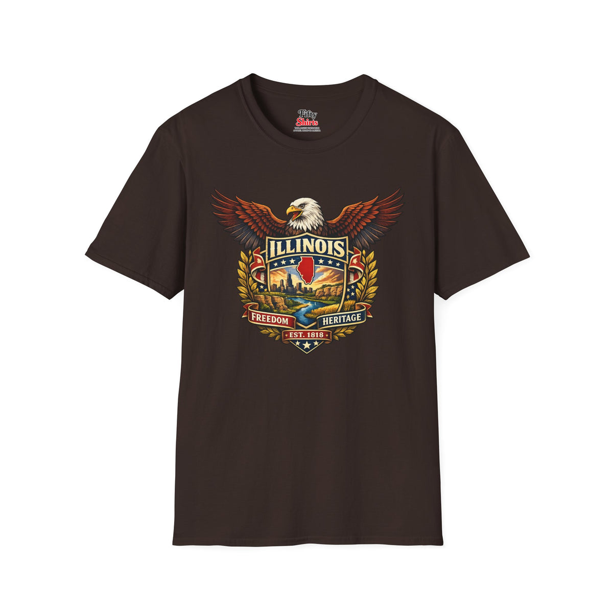 Illinois Americana Eagle Unisex Softstyle T Shirt State Pride Graphic Tee Collections FS03