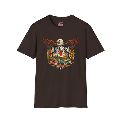 Illinois Americana Eagle Unisex Softstyle T Shirt State Pride Graphic Tee Collections FS03