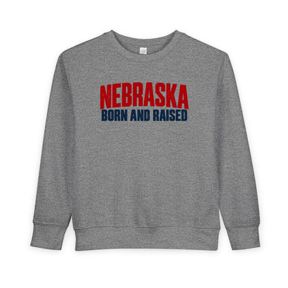 Nebraska Born and Raised Minimal Heritage Unisex Toddler Sweatshirt Graphic
