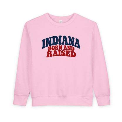 Indiana Born and Raised Retro 1970s Unisex Toddler Sweatshirt