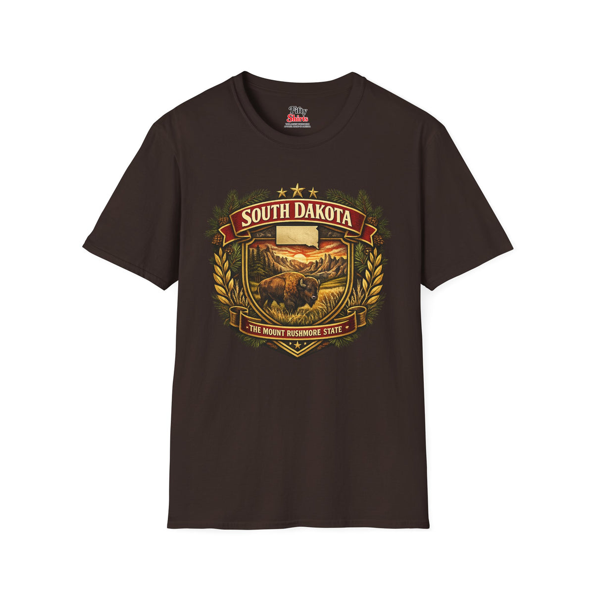 South Dakota Heritage Badge Unisex Softstyle T Shirt State Pride Graphic Tee Collections FS03