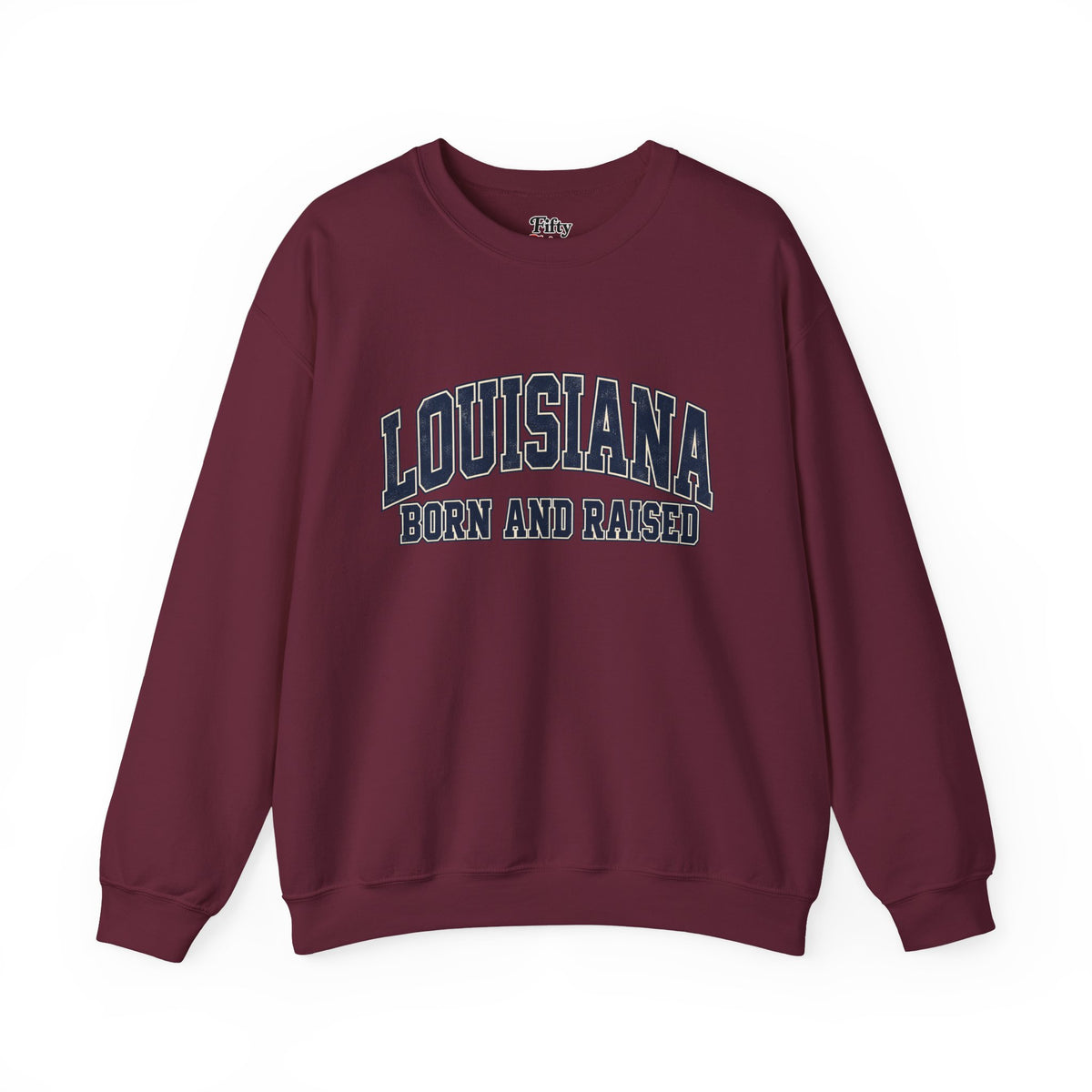 Louisiana Born and Raised Southern Collegiate Unisex Sweatshirt Graphic