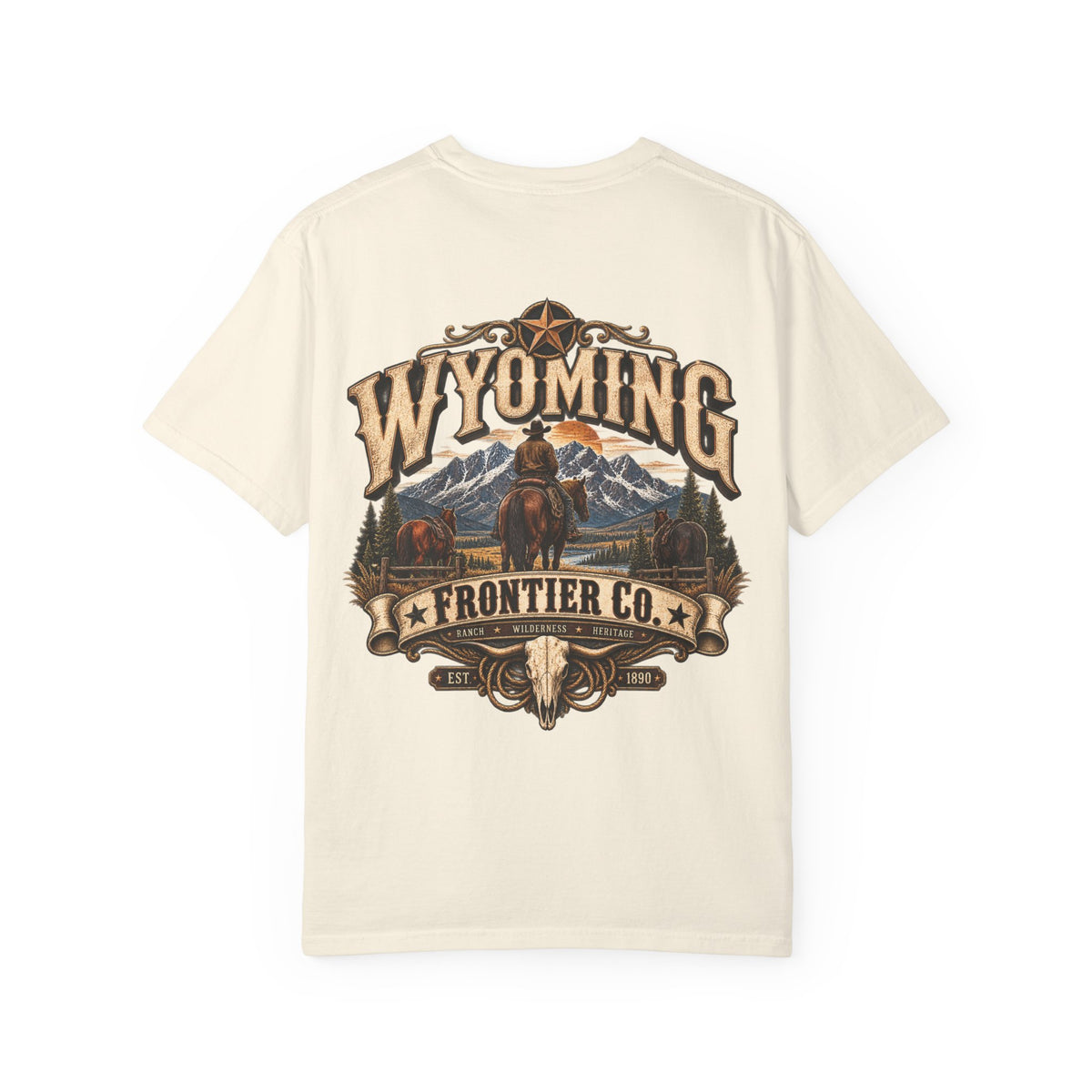 Wyoming Frontier Co. Unisex Comfort Color 1717 Streetwear Graphic Tee