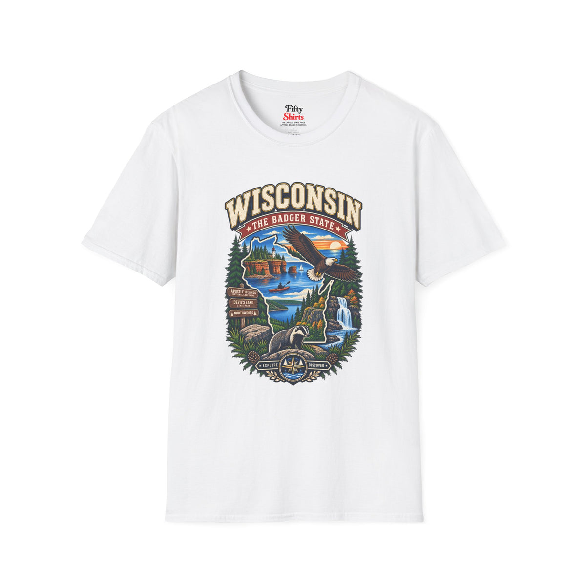 Wisconsin Badger State Adventure Unisex Softstyle T Shirt State Pride Graphic Tee Collections FS03