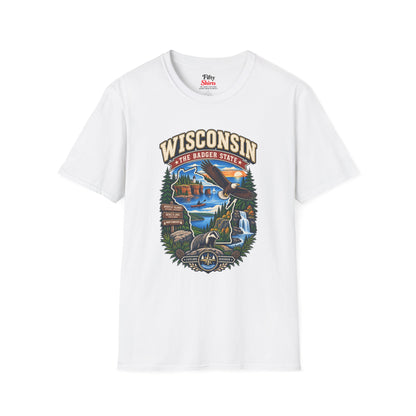Wisconsin Badger State Adventure Unisex Softstyle T Shirt State Pride Graphic Tee Collections FS03