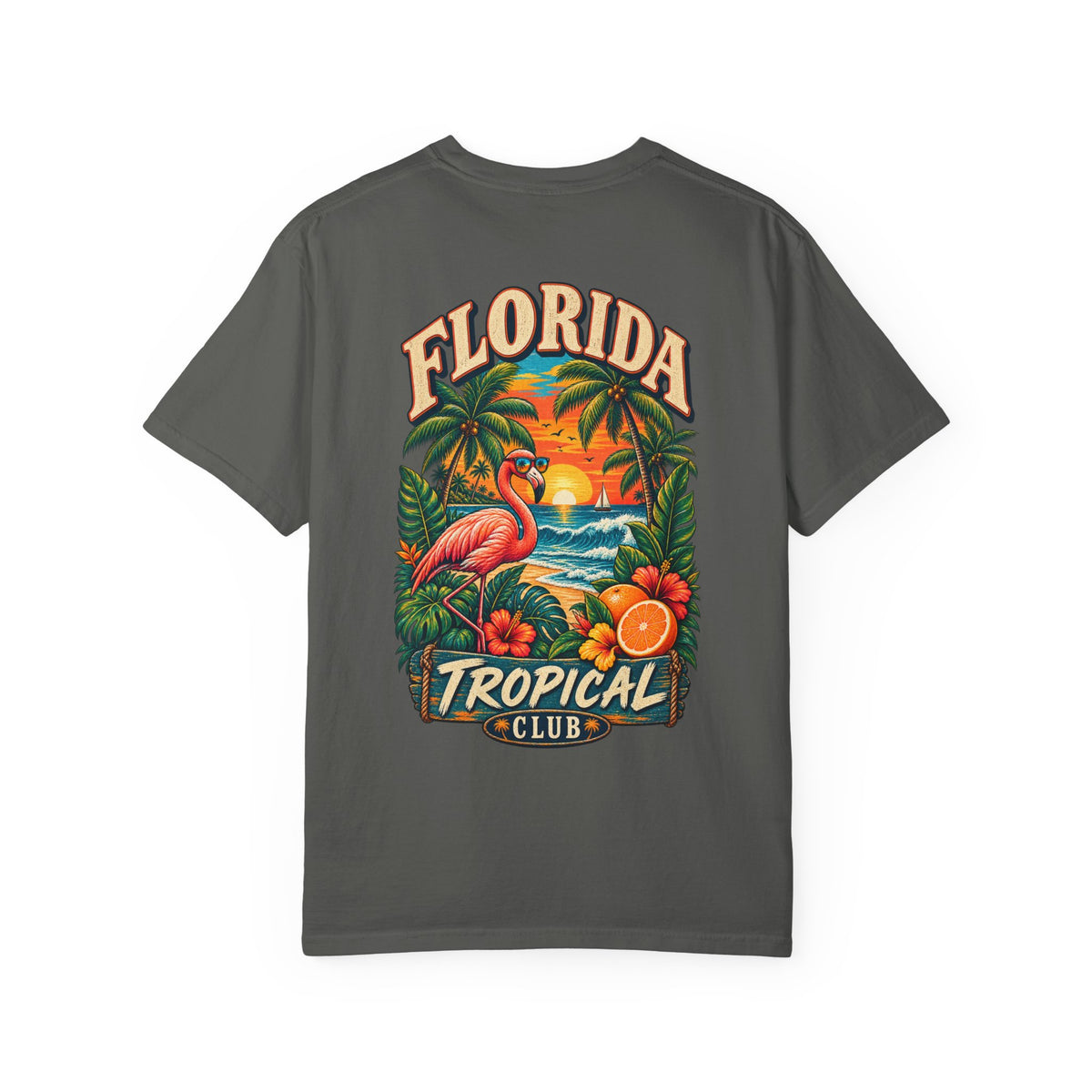 Florida Tropical Club  Unisex Comfort Color 1717 Streetwear Graphic Tee