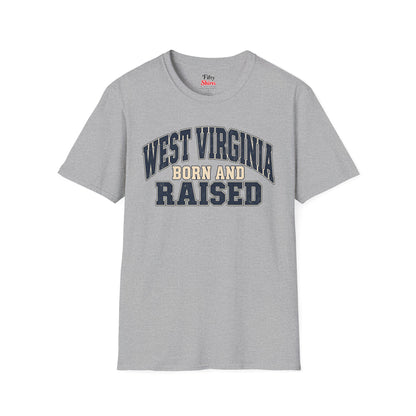 West Virginia Born and Raised Unisex Softstyle T Shirt State Name Graphic Tee