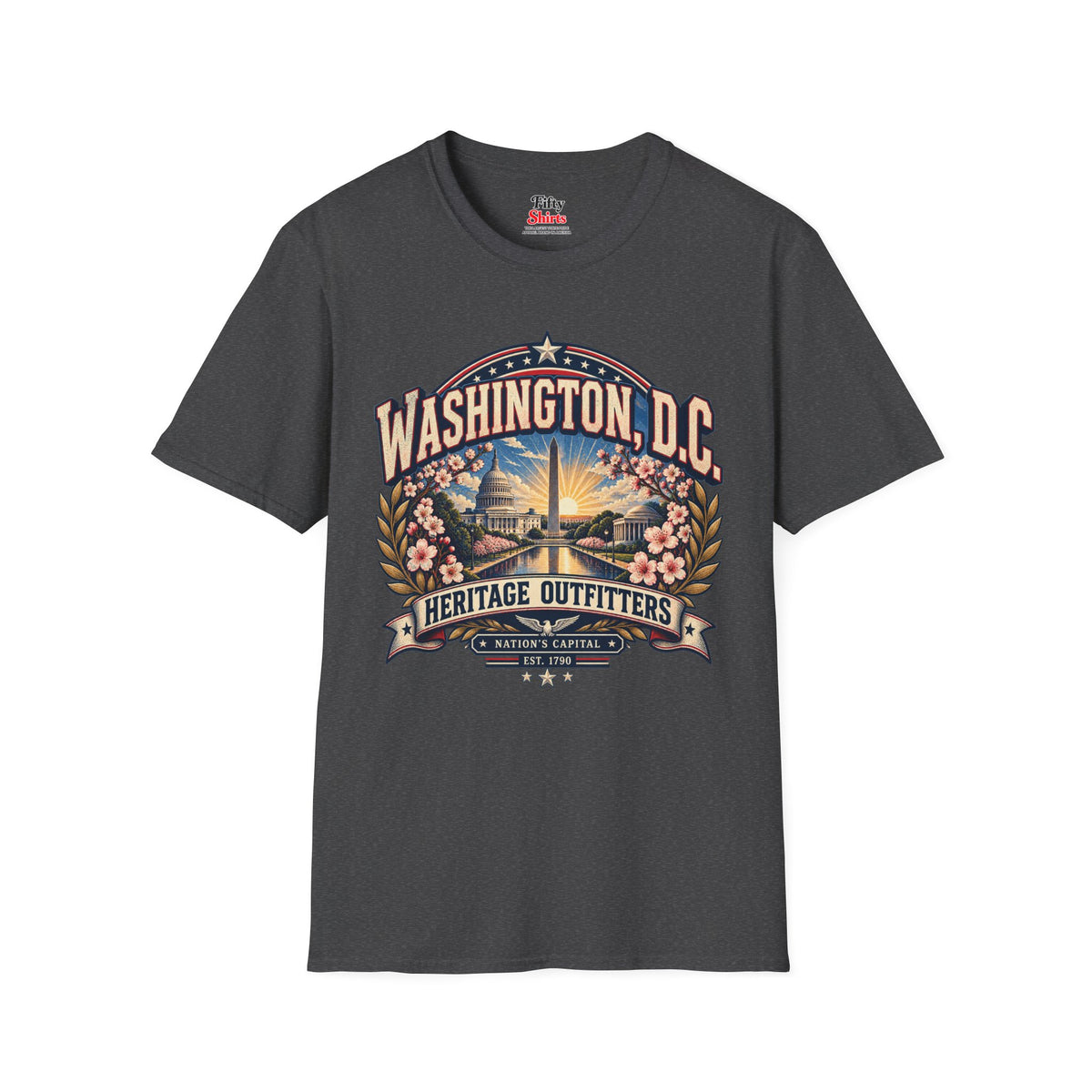 Washington D.C. Heritage Outfitters Unisex Softstyle T Shirt State Pride Graphic Tee Collections FS03