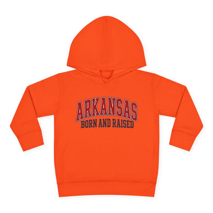 Arkansas Born and Raised Vintage Athletic Heritage Unisex Toddler Pullover Fleece Hoodie