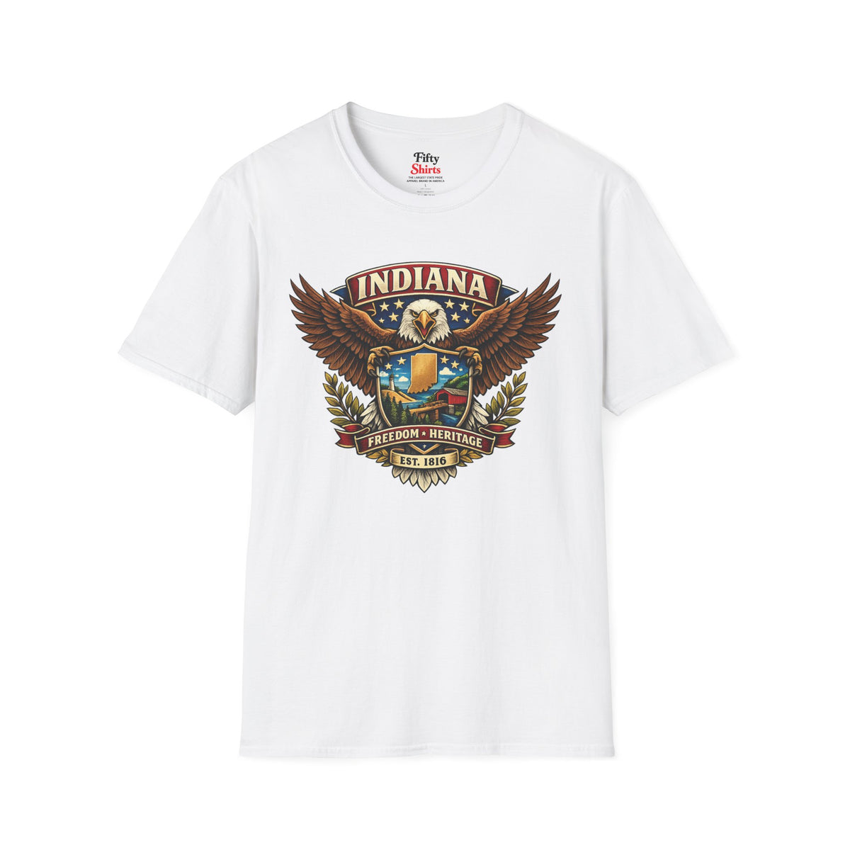 Indiana Americana Eagle Unisex Softstyle T Shirt State Pride Graphic Tee Collections FS03