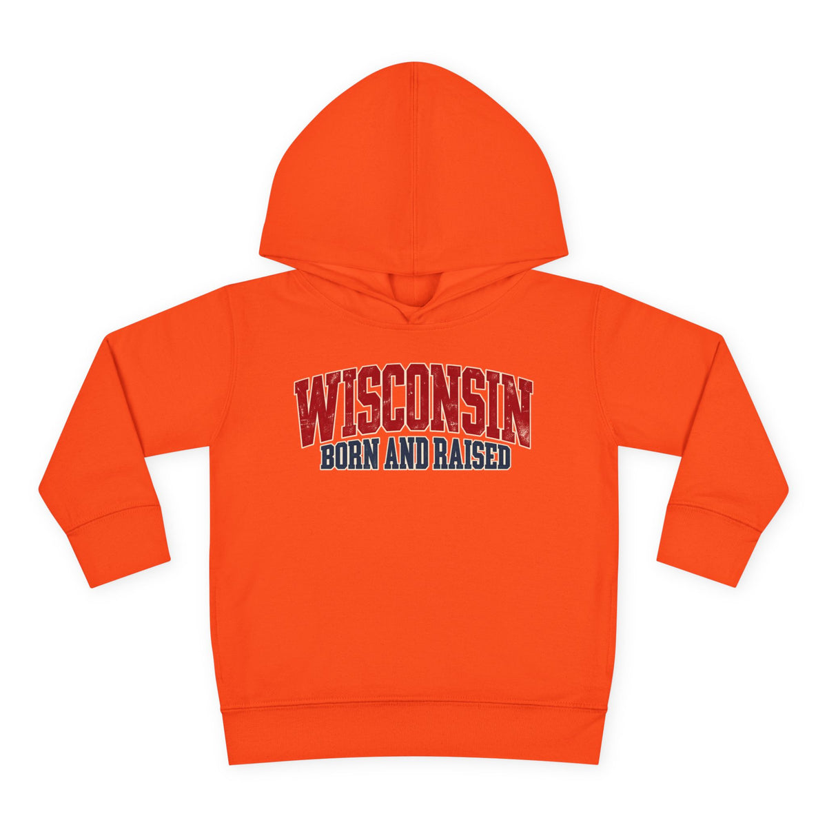 Wisconsin Born and Raised Midwest Heritage Unisex Toddler Pullover Fleece Hoodie