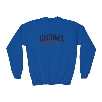 Georgia Born and Raised Premium Heritage Unisex Youth Crewneck Sweatshirt