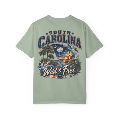 South Carolina Wild & Free Unisex Comfort Color 1717 Streetwear Graphic Tee