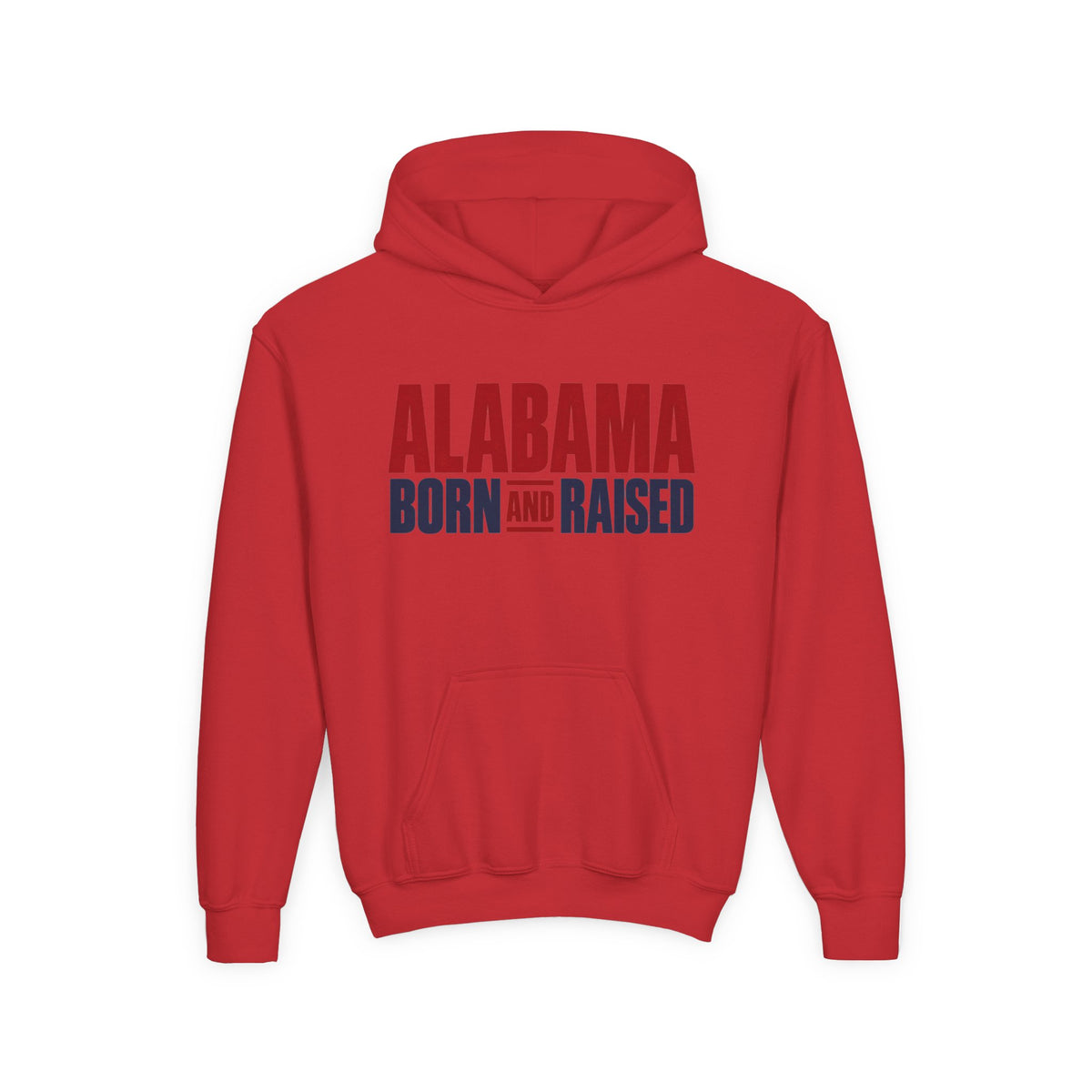 Alabama Born and Raised Minimal Heritage Unisex Youth Heavy Blend Hooded Sweatshirt Graphic