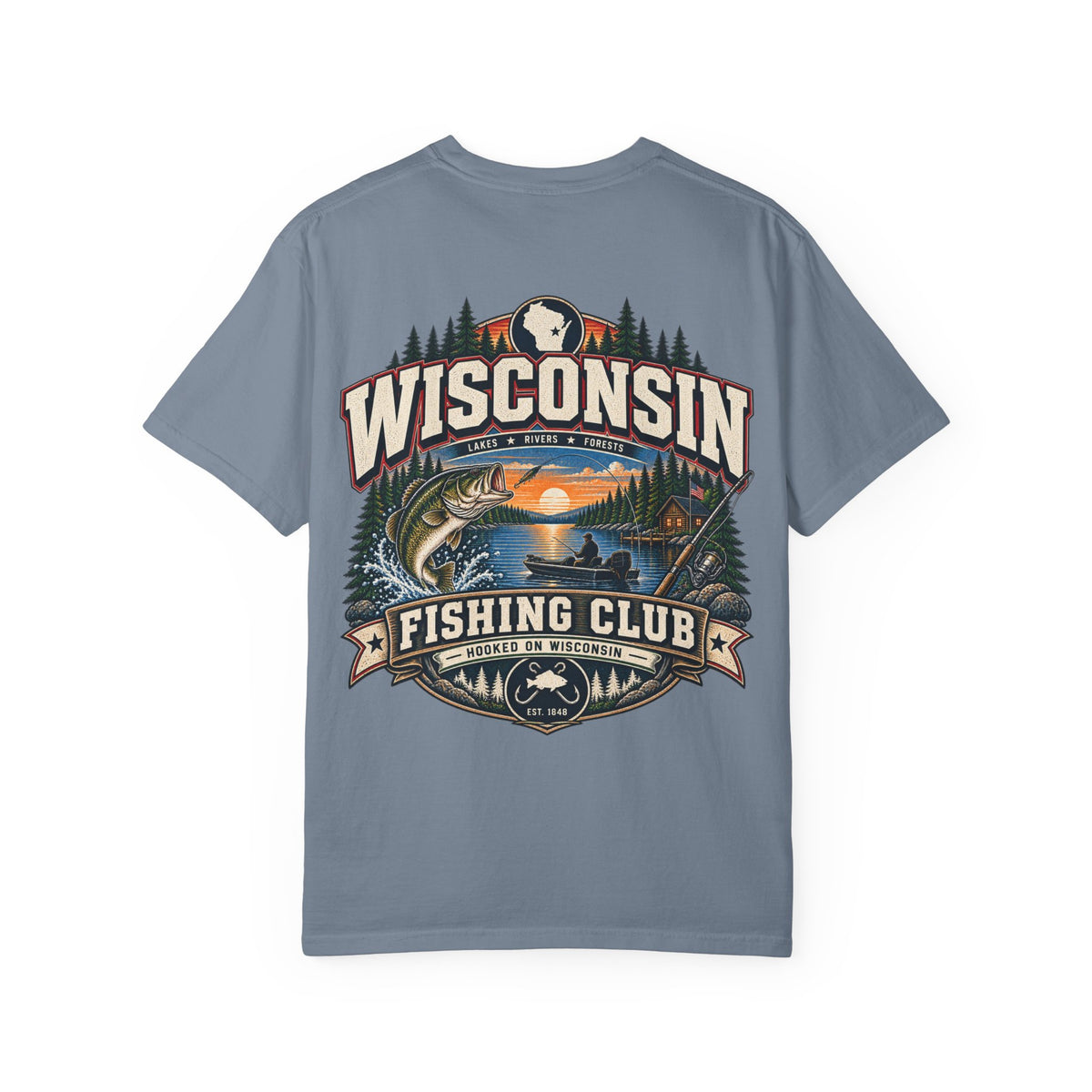 Wisconsin Fishing Club Unisex Comfort Color 1717 Streetwear Graphic Tee
