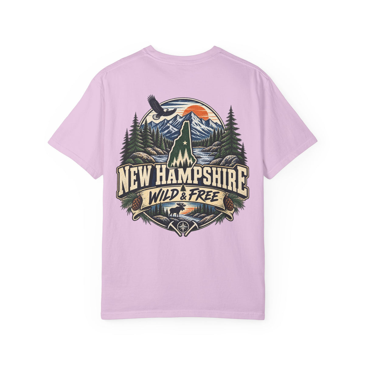 New Hampshire Wild & Free Unisex Comfort Color 1717 Streetwear Graphic Tee