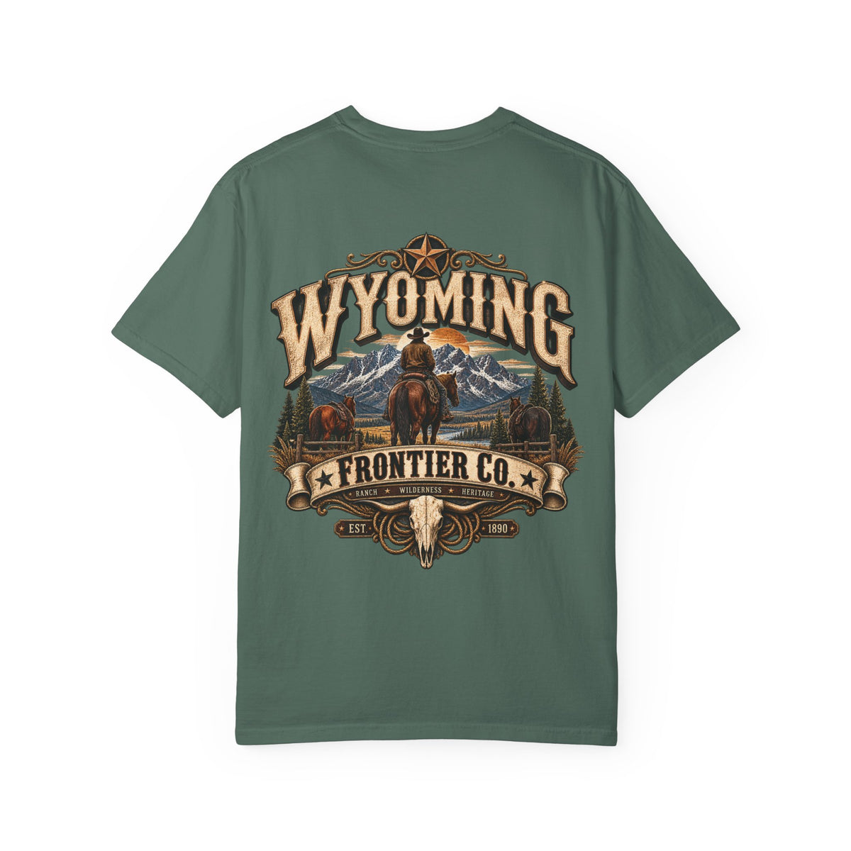 Wyoming Frontier Co. Unisex Comfort Color 1717 Streetwear Graphic Tee