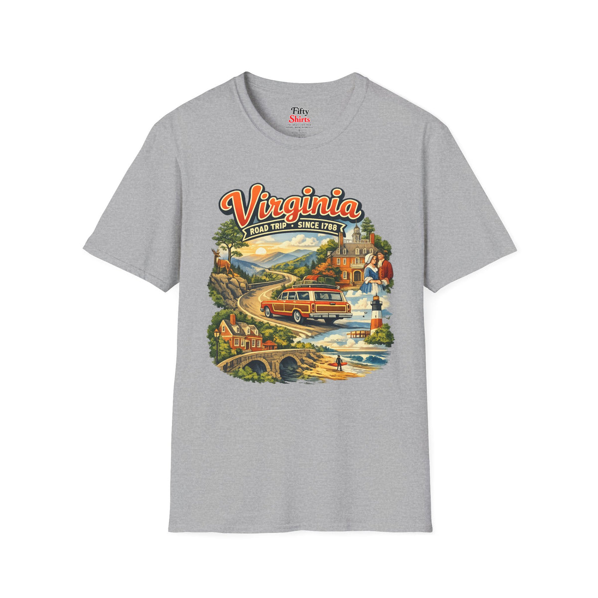 Virginia Road Trip Unisex Softstyle T Shirt State Pride Graphic Tee Collections FS03
