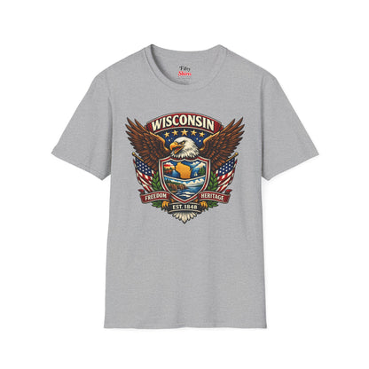 Wisconsin Americana Eagle Unisex Softstyle T Shirt State Pride Graphic Tee Collections FS03