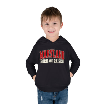 Maryland Born and Raised Bold Athletic Unisex Toddler Pullover Fleece Hoodie