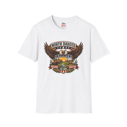 North Dakota Americana Eagle Unisex Softstyle T Shirt State Pride Graphic Tee Collections FS03