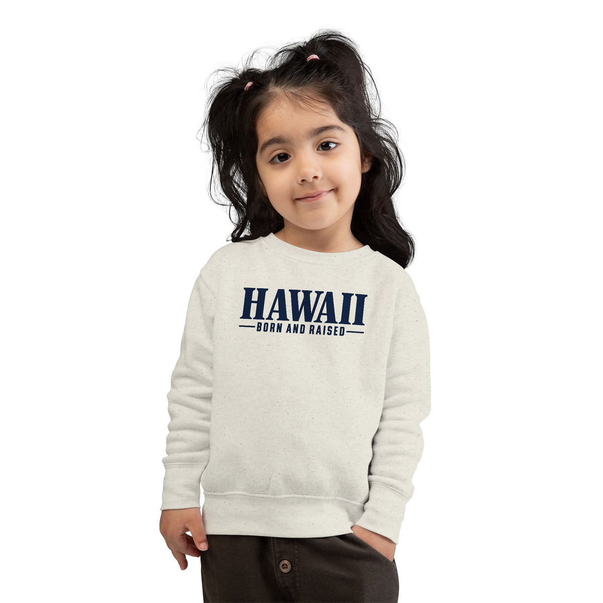 Hawaii Born and Raised Luxury Streetwear Unisex Toddler Sweatshirt
