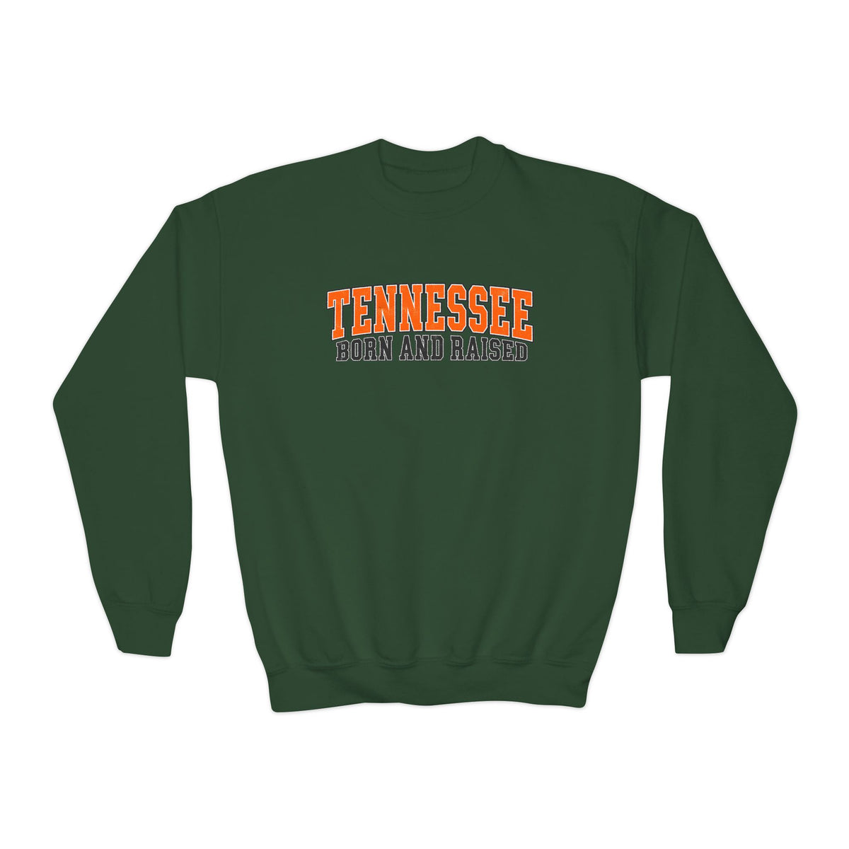 Tennessee Born and Raised Vintage Athletic Unisex Youth Crewneck Sweatshirt Graphic