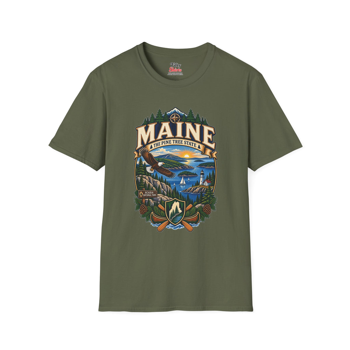 Pine Tree State Adventure Unisex Softstyle T Shirt State Pride Graphic Tee Collections FS03