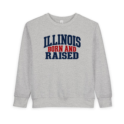 Illinois Born and Raised Bold Hometown Pride Unisex Toddler Sweatshirt