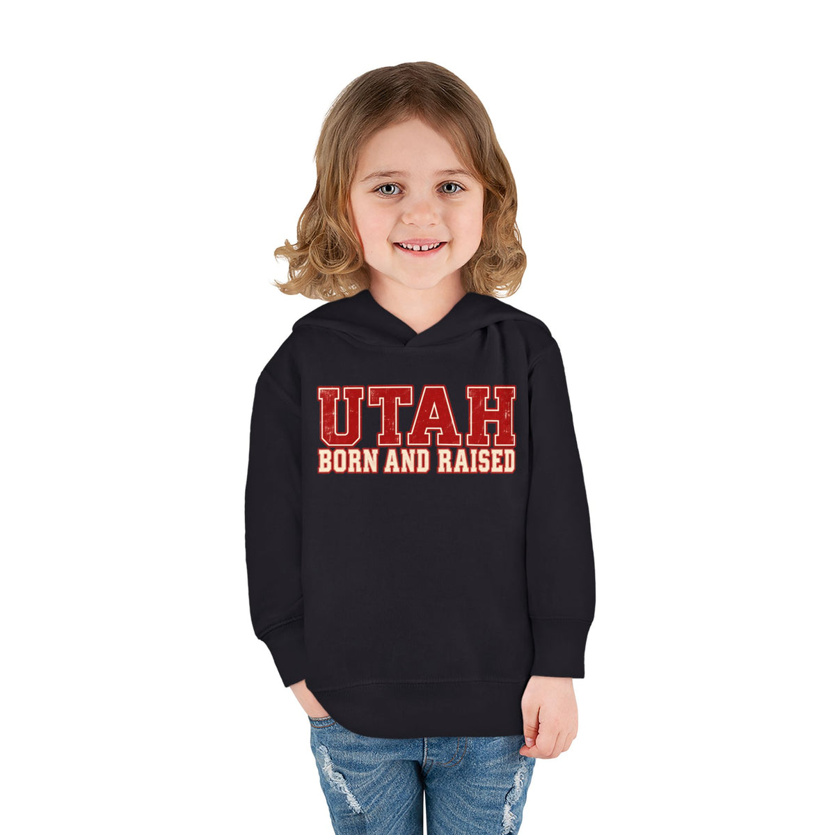 Utah Born and Raised Vintage Athletic Unisex Toddler Pullover Fleece Hoodie