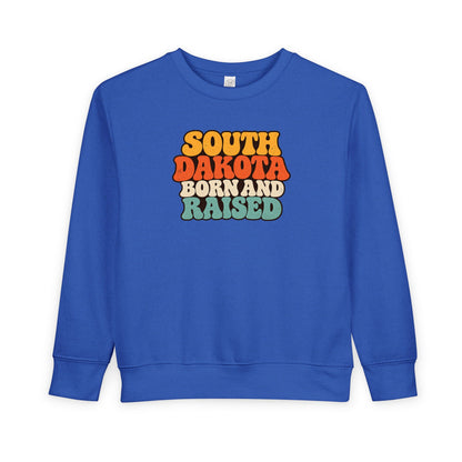 South Dakota Born and Raised Retro 1970s Unisex Toddler Sweatshirt