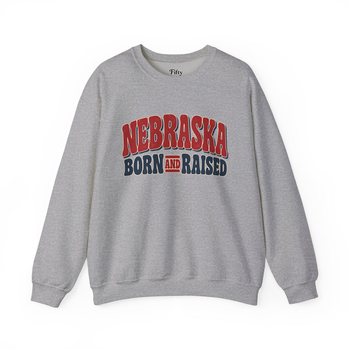 Nebraska Born and Raised Retro 1970s Unisex Sweatshirt Graphic