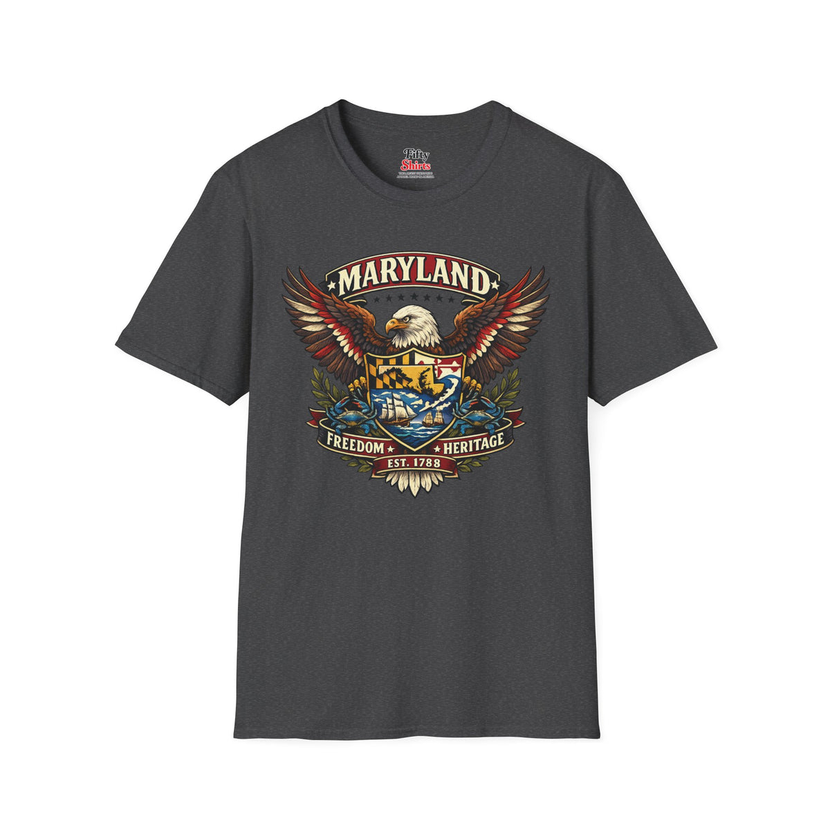 Maryland Americana Eagle Unisex Softstyle T Shirt State Pride Graphic Tee Collections FS03