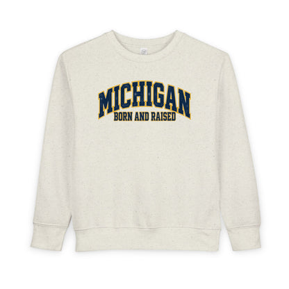 Michigan Born and Raised Old-School Athletic Unisex Toddler Sweatshirt