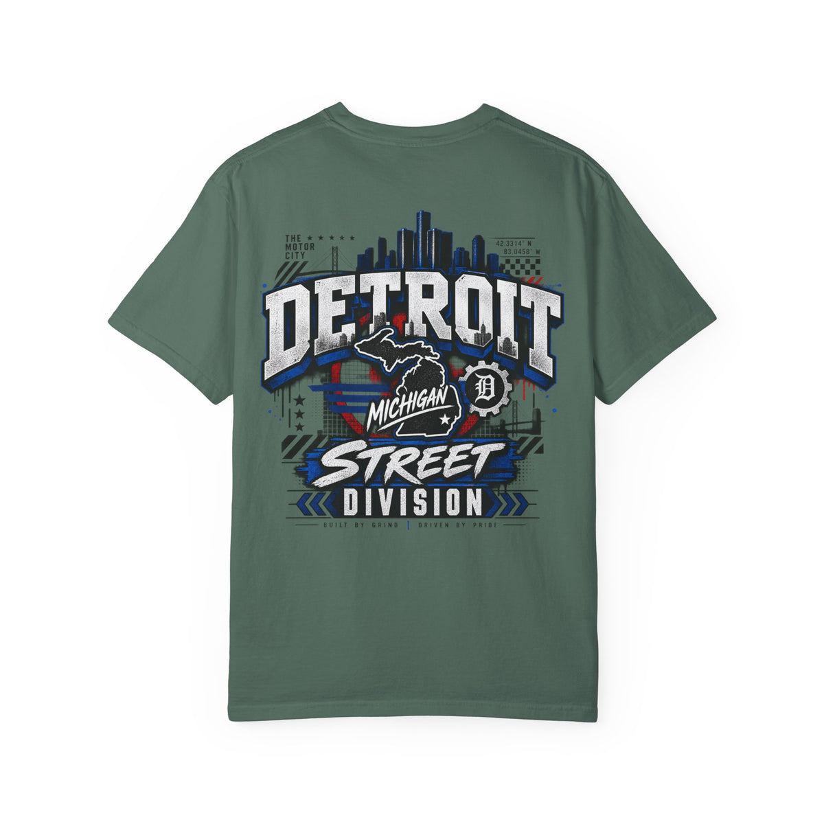 Michigan Detroit Street Division Unisex Comfort Color 1717 Streetwear Graphic Tee