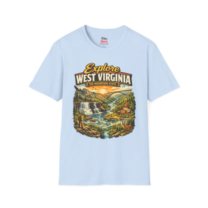 Explore West Virginia Unisex Softstyle T Shirt State Pride Graphic Tee Collections FS03