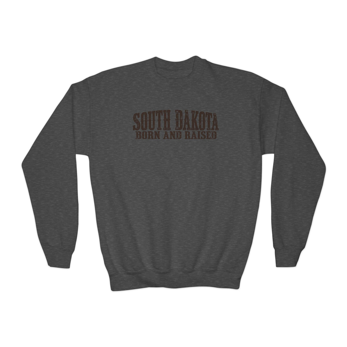 South Dakota Born and Raised Western Heritage Unisex Youth Crewneck Sweatshirt Graphic
