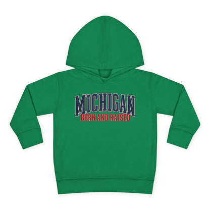 Michigan Born and Raised Luxury Vintage Streetwear Unisex Toddler Pullover Fleece Hoodie