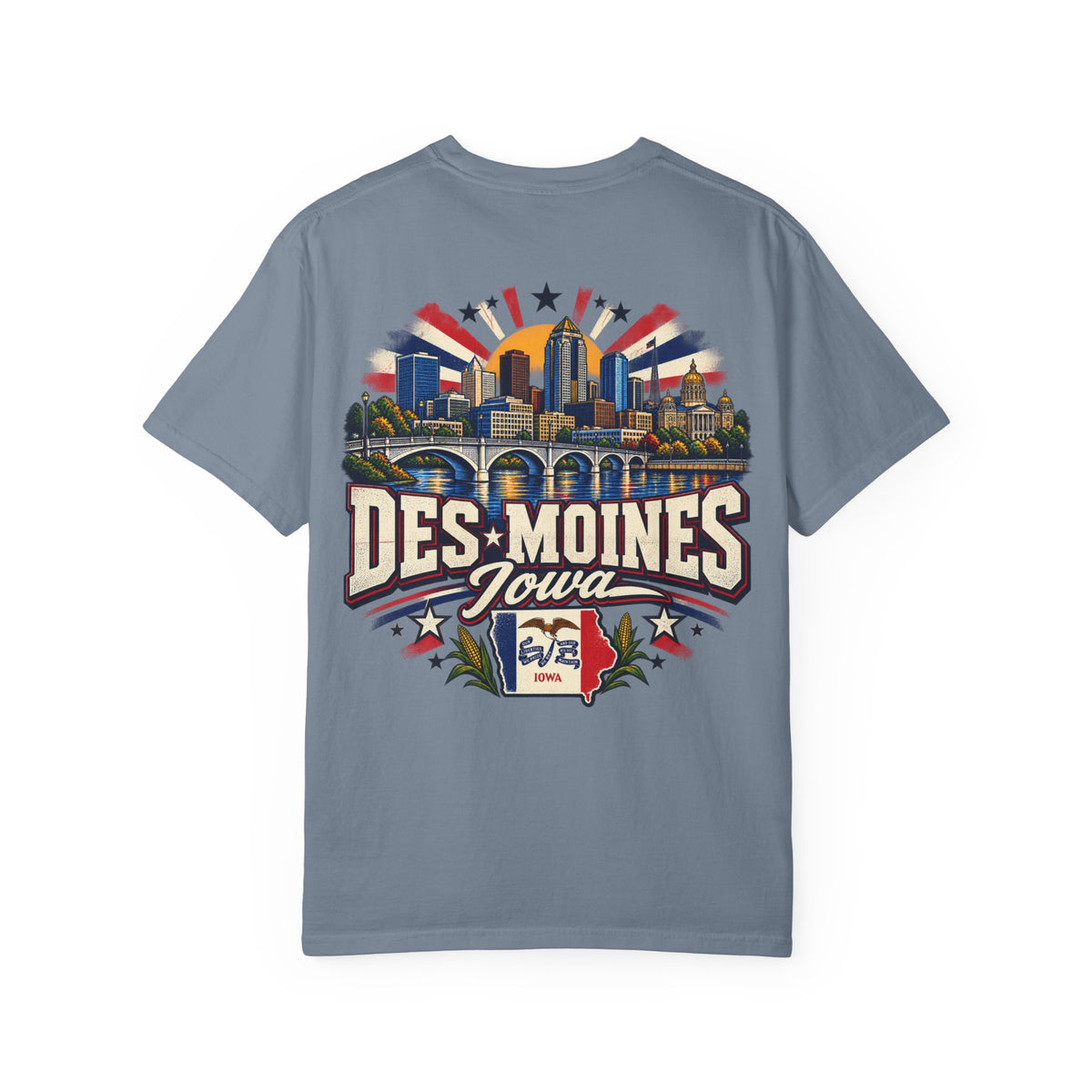 Des Moines Iowa Unisex Comfort Color 1717 Streetwear Graphic Tee
