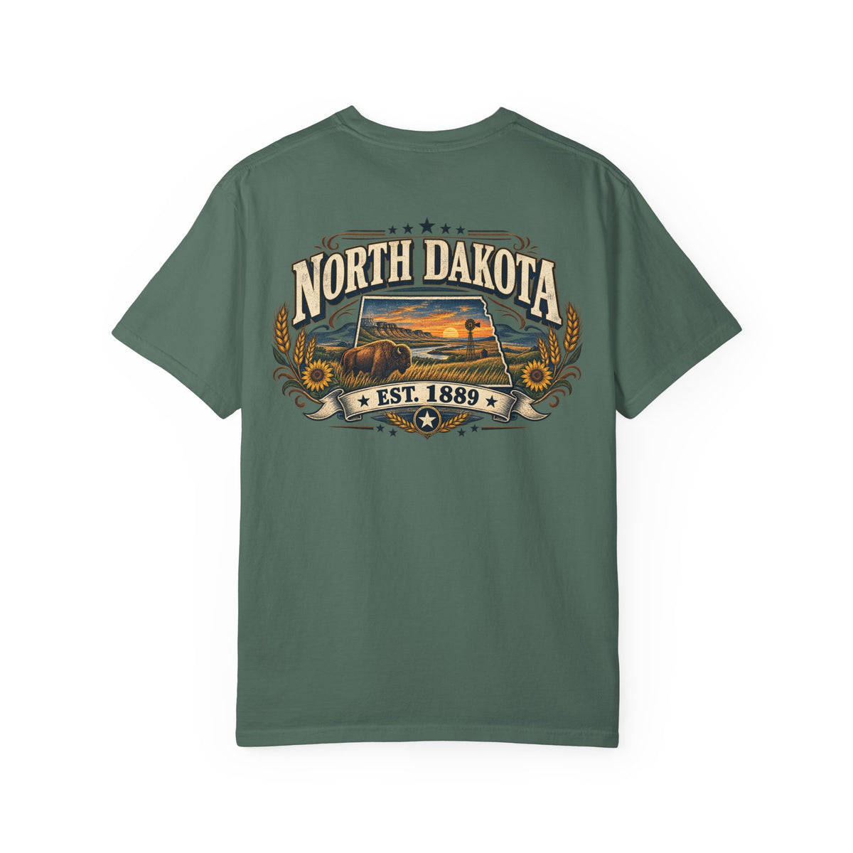 North Dakota Established 1889 Unisex Comfort Color 1717 Streetwear Graphic Tee