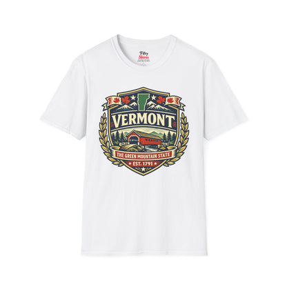 Vermont Heritage Badge Unisex Softstyle T Shirt State Pride Graphic Tee Collections FS03
